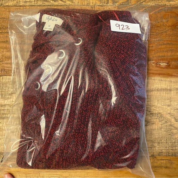 Style & Co. Womens Lace-Up Tunic Sweater Red Medium cotton blend - Picture 11 of 12